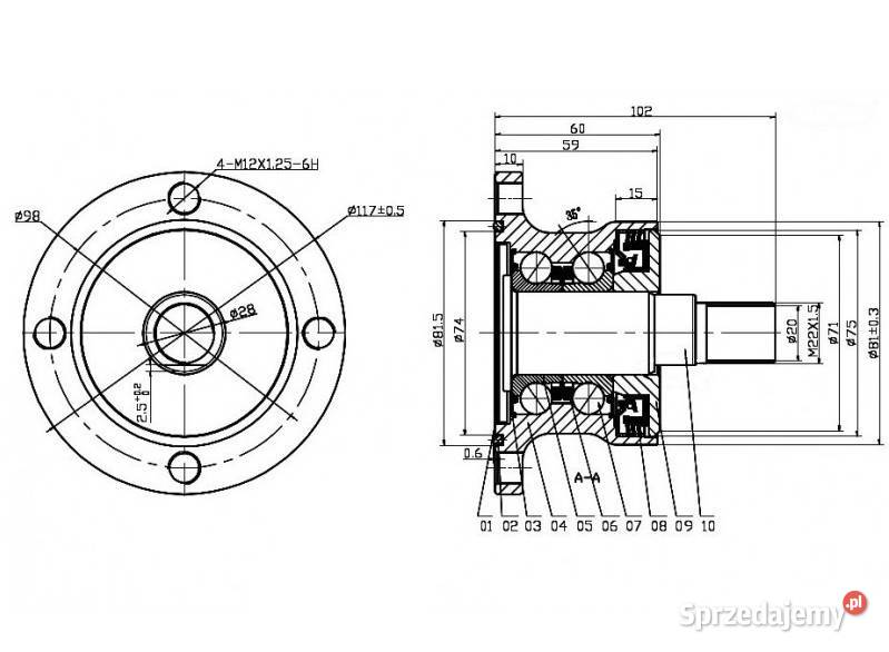 Piasta talerza bezobsługowa 4 otworowa APG