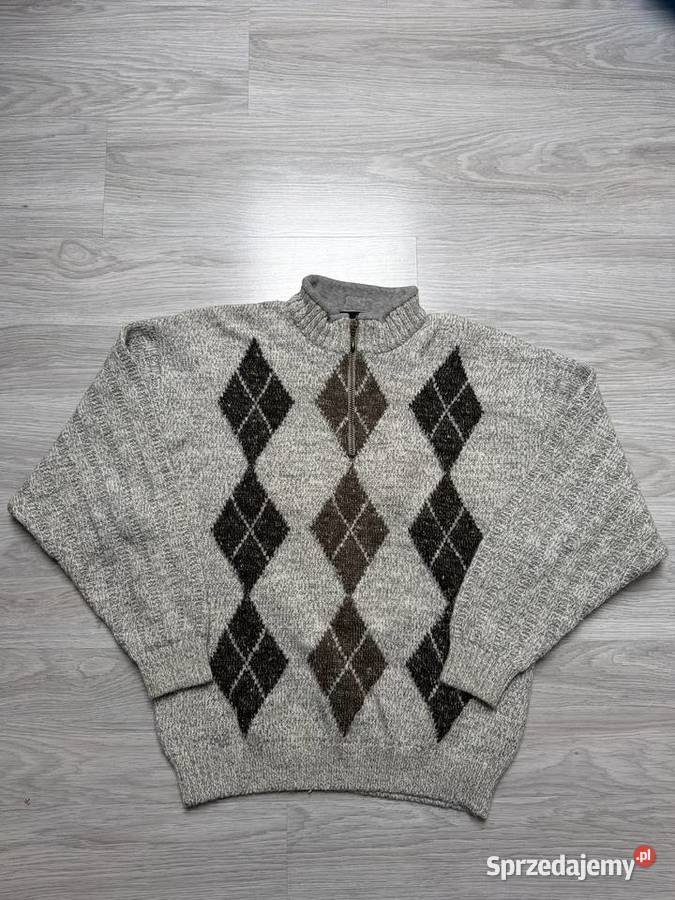 Sweter w romby Ivanhoe rozmiar S wool wełniany Chrzanów