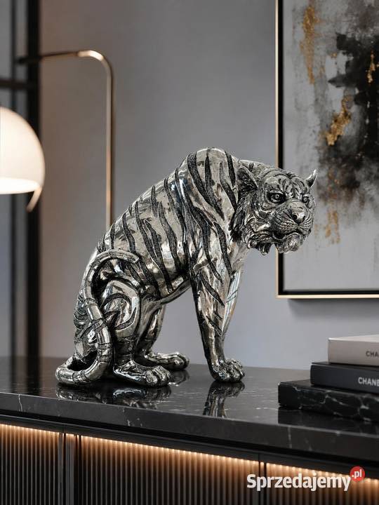 Figura srebrny tygrys Glamour 35x30x18 Golkowice