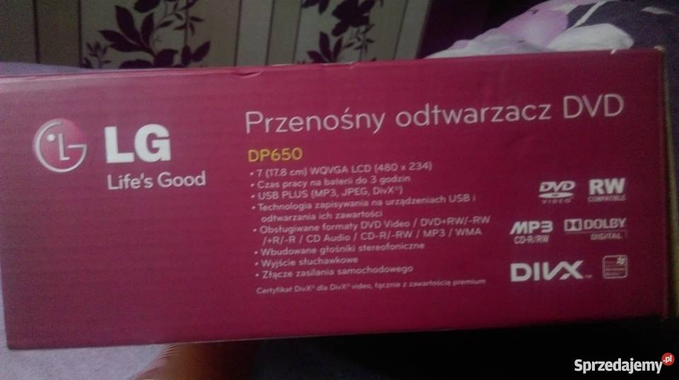 Przenosny otwarzacz dvd model DP650 LG 7 WQVGA DVD i Blu-ray Szczecin