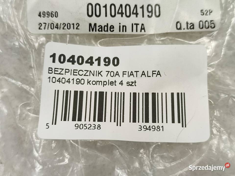 BEZPIECZNIK 70A 4 FIAT TIPO 2015 NOWY ORYGINALNY osobowe lubelskie