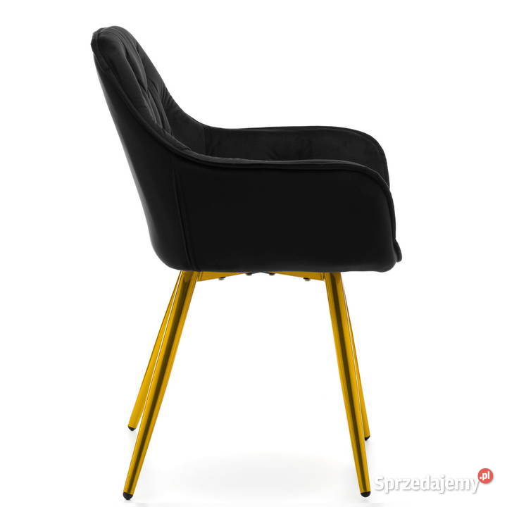 Czarne Krzesło Tapicerowane Siena Złote 47cm Tarchały Małe