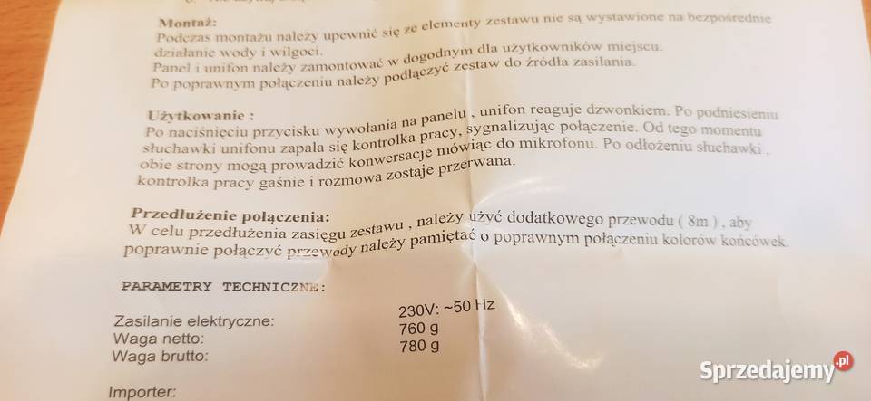 INTERKOM DOMOWY 220V NOWY śląskie Pszczyna