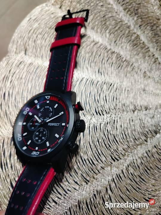 Zegarek męski Perfect A196 czarno czerwony pasek Gniezno