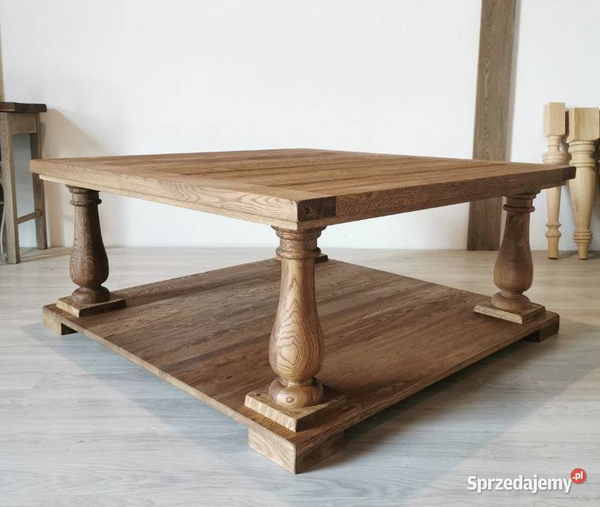 Stolik kawowy dębowy o wymiarach 120x120x55 Stoły, krzesła, biurka