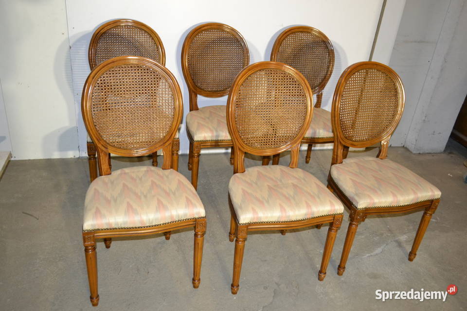krzesła medaliony rafia 6 Meble śląskie Będzin