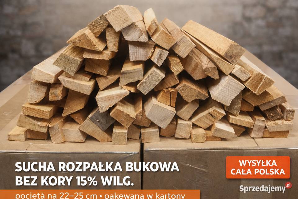 Drewno rozpałkowe bukowe suche bez kory 20 Sanok sprzedam