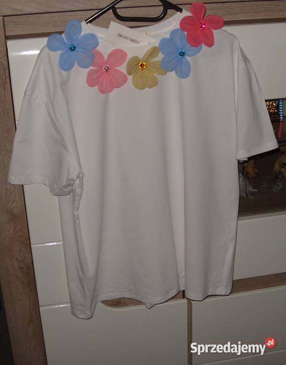 kolorowe kwiatki 3D KRYSZTAŁKI r LXL tshirt Topy i koszulki Rawicz