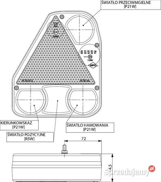 Lampa tylna zespolona lewa 1224V LA45008 Do ciągników Kamionna