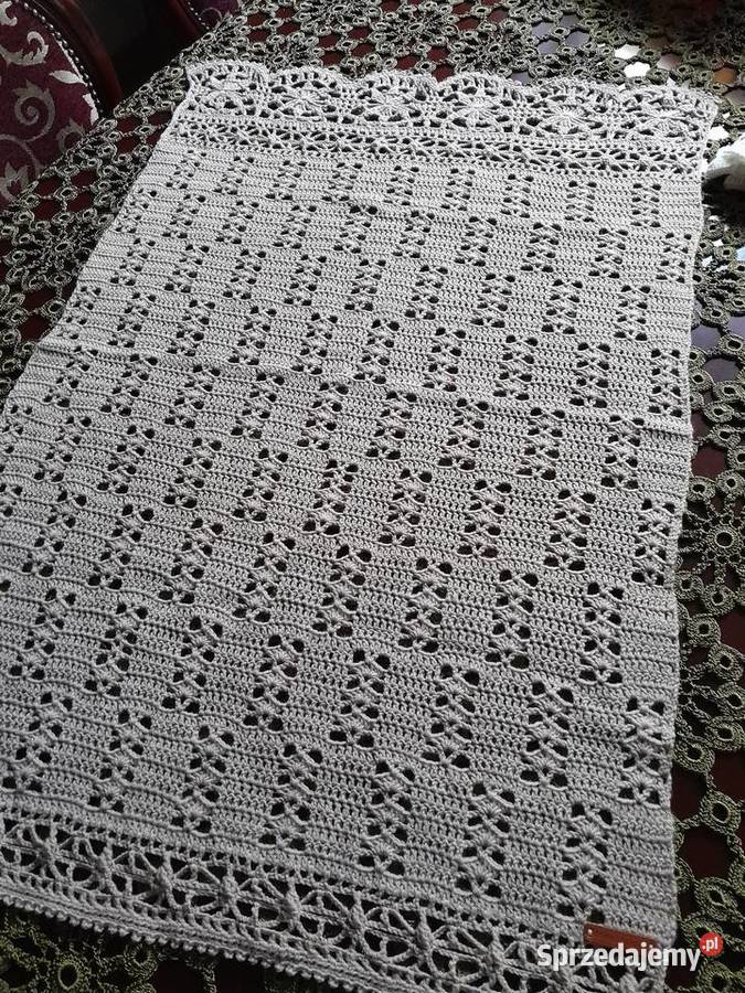 Kocyk wełna merino 100 koronka HAND MADE