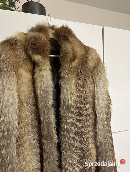 Futro z lisa brązowy/beżowy Moda i Styl Sławno