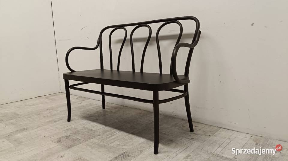 ławka z oparciem gięty buk czarna model Thonet Radomsko