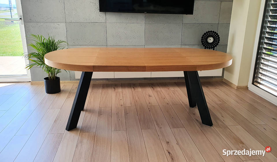Nowoczesny stół dębowy okrągły rozkładany Loft 2 Krosno