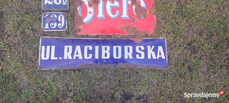 Stare tablice emaliowane ulic zestaw śląskie Kuźnia Raciborska sprzedam