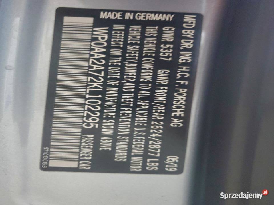 2019 PORSCHE PANAMERA BASE srebrny Częstochowa sprzedam