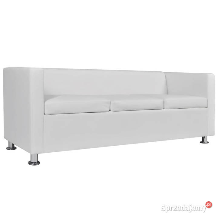 Sofa 3osobowa ze skóry syntetycznej biała Warszawa