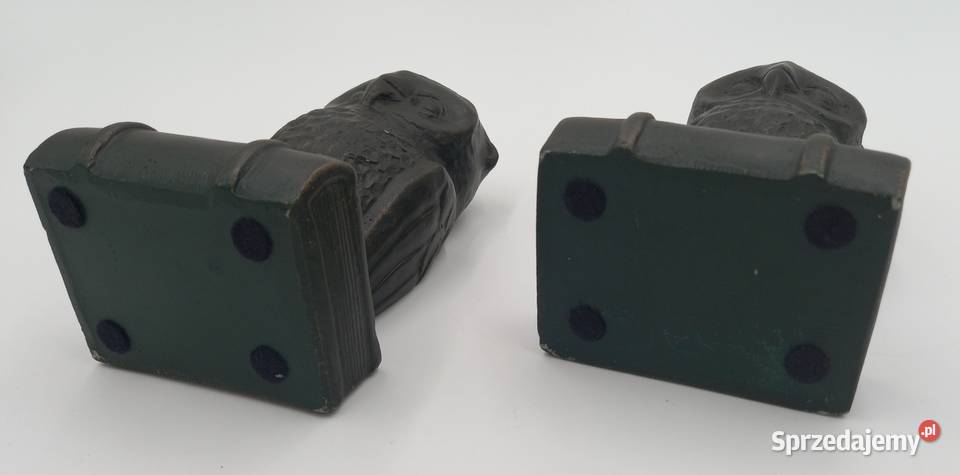 Dwie sowy ciężkie podpory pod książki Brąz