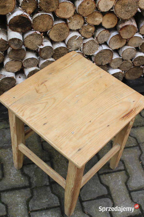 stary drewniany taboret 35cm wielkopolskie Kalisz