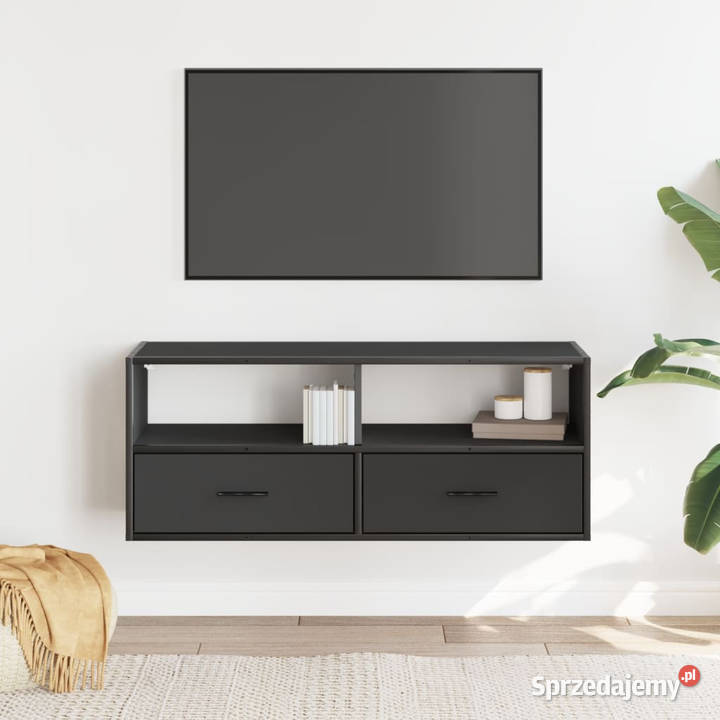 Szafka pod TV czarna 100x31x395 materiał