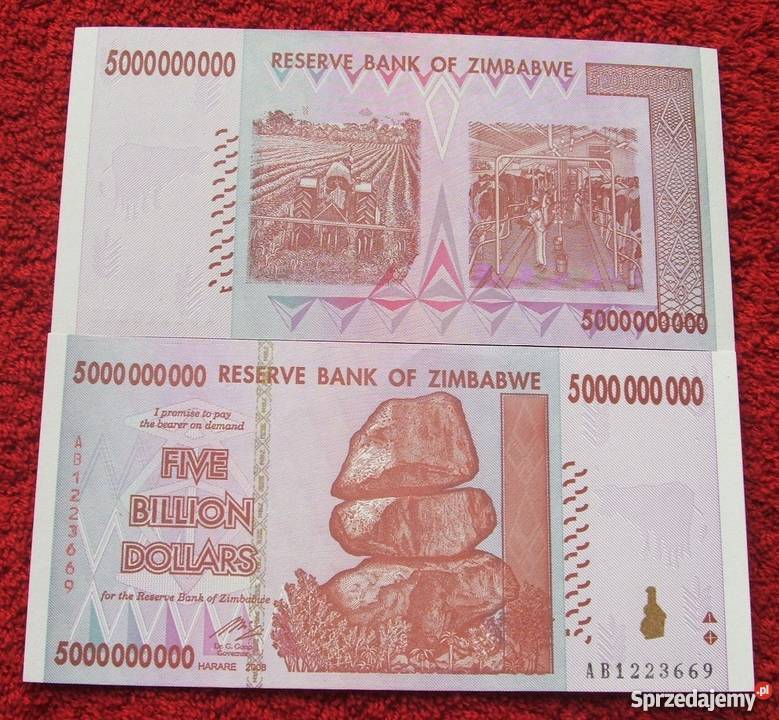 ZIMBABWE 5 BILIONÓW DOLARÓW Kolekcjonerski Katowice