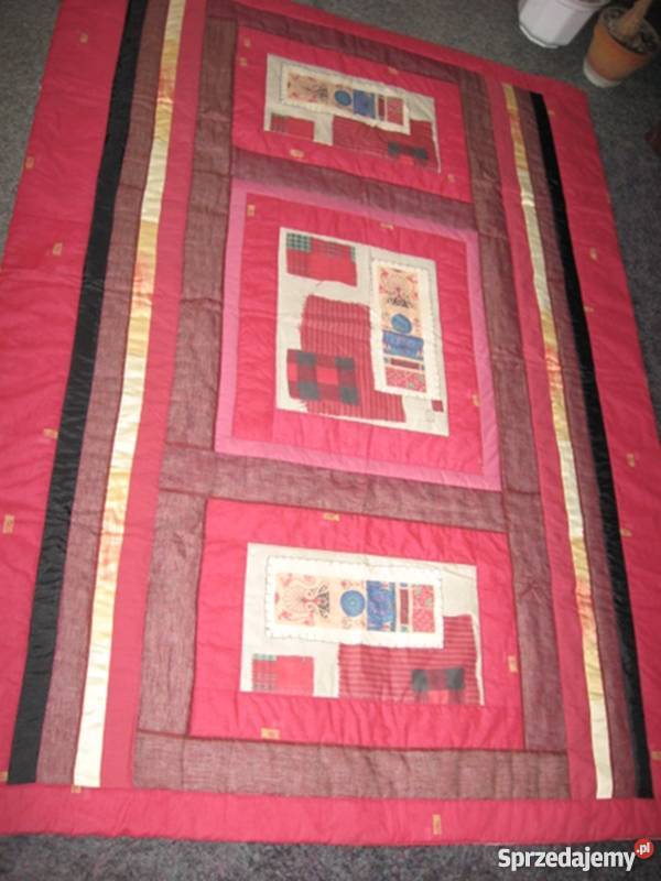 Bordowo malinowy patchwork narzuta Lublin