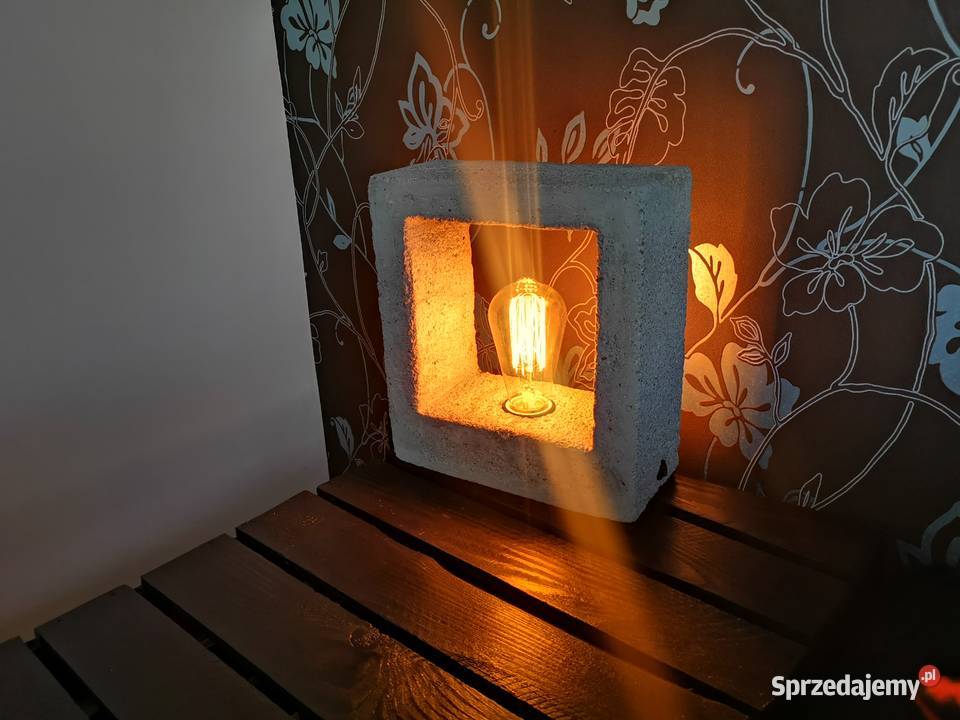 LAMPA nocna INDUSTRIALNA z betonu z żarówką Gdańsk