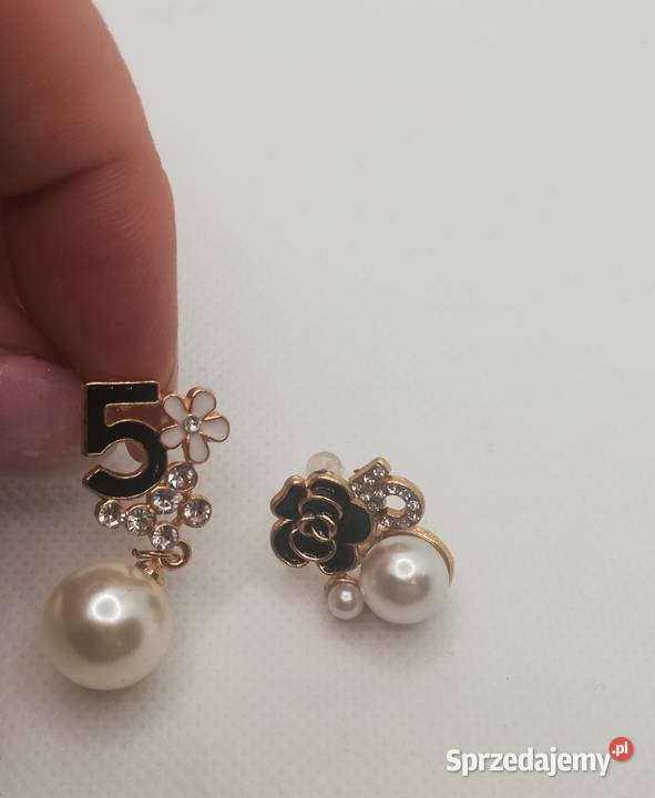kolczyki złote z perłą cyrkonie Warszawa