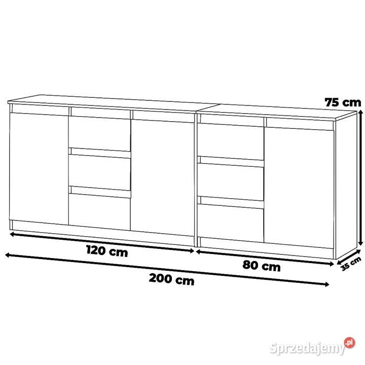 Komoda Nowoczesna Z 6 Szufladami 200 Salon 75cm Komody Elbląg