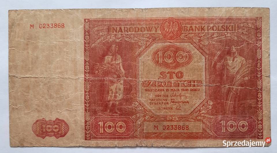 Banknot 100 Złotych 1946 I Gliwice