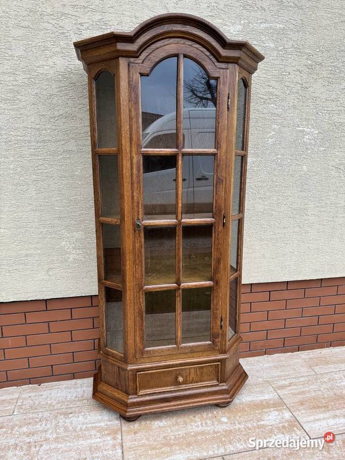 Witryna stylowa holenderska ciemny dąb kredens