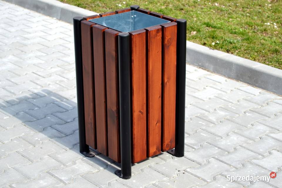 Kosz na śmieciodpadki drewniano stalowy MATI Zalesie sprzedam