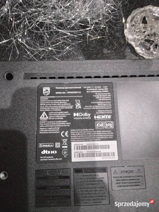 Philips 55PUS760712 Pęknięta matryca Płyta Majdan Górny