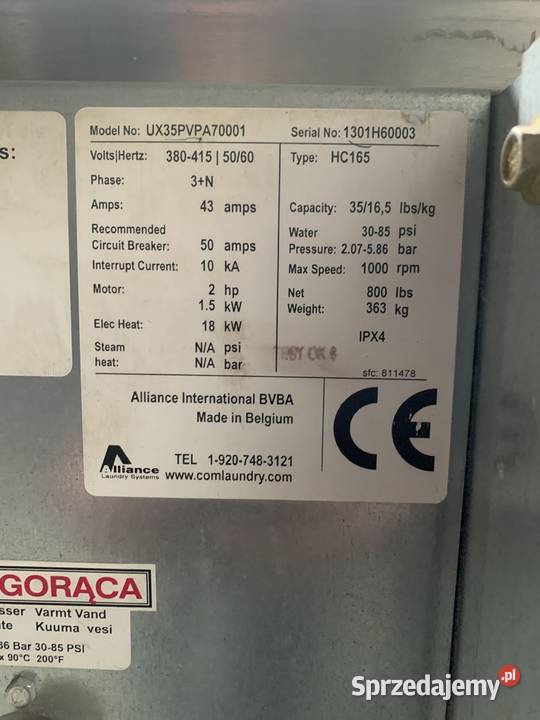 PRALNIA PRALNICA PRALNICOWIRÓWKA UX35 INV183