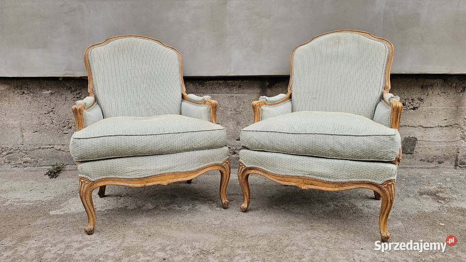 Fotele ludwikowskie 2 elegancki komplet drewno Meble Wałbrzych sprzedam