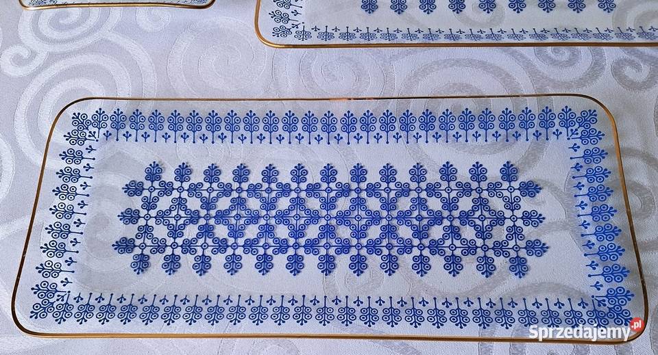 Komplet 3 szklanych pater vintage lata 70 PRL Porcelana i szkło lubuskie