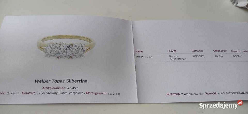 Prawdziwe białe topazy srebro 925 z certyfikatem srebro