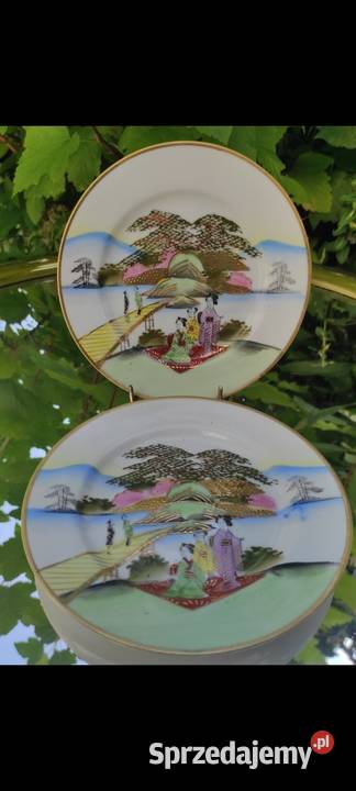 Talerz dekoracyjny Kutani 1900 r Porcelana i szkło Pabianice