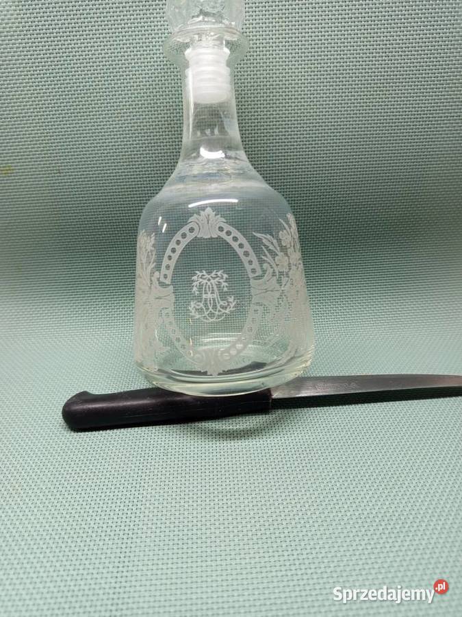 PIĘKNA Antyczna grawerowana szklana KARAFKA w Warszawa