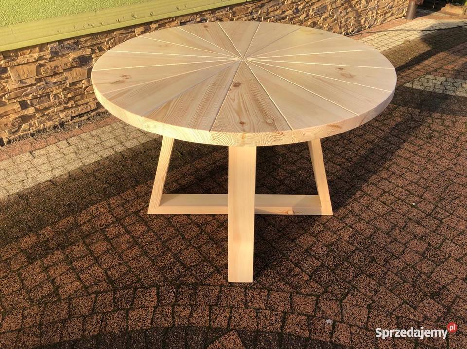 Stół ogrodowy okrągły drewniany 100 110 120 130 Dębica sprzedam