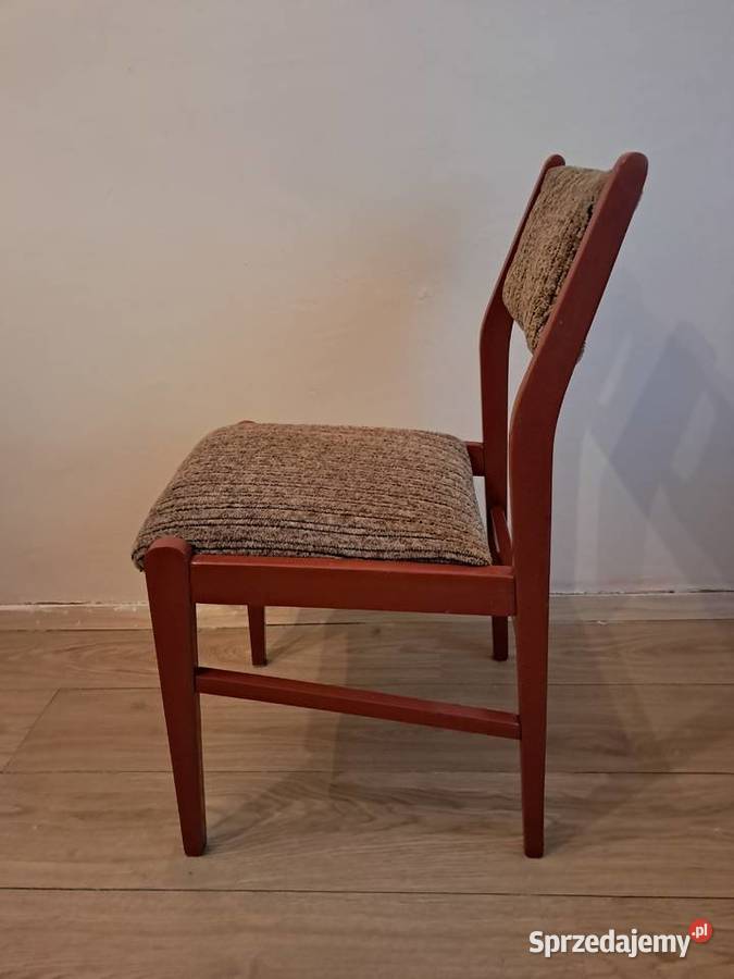Krzesła drewniane z beżowym obiciem 2 Vintage do