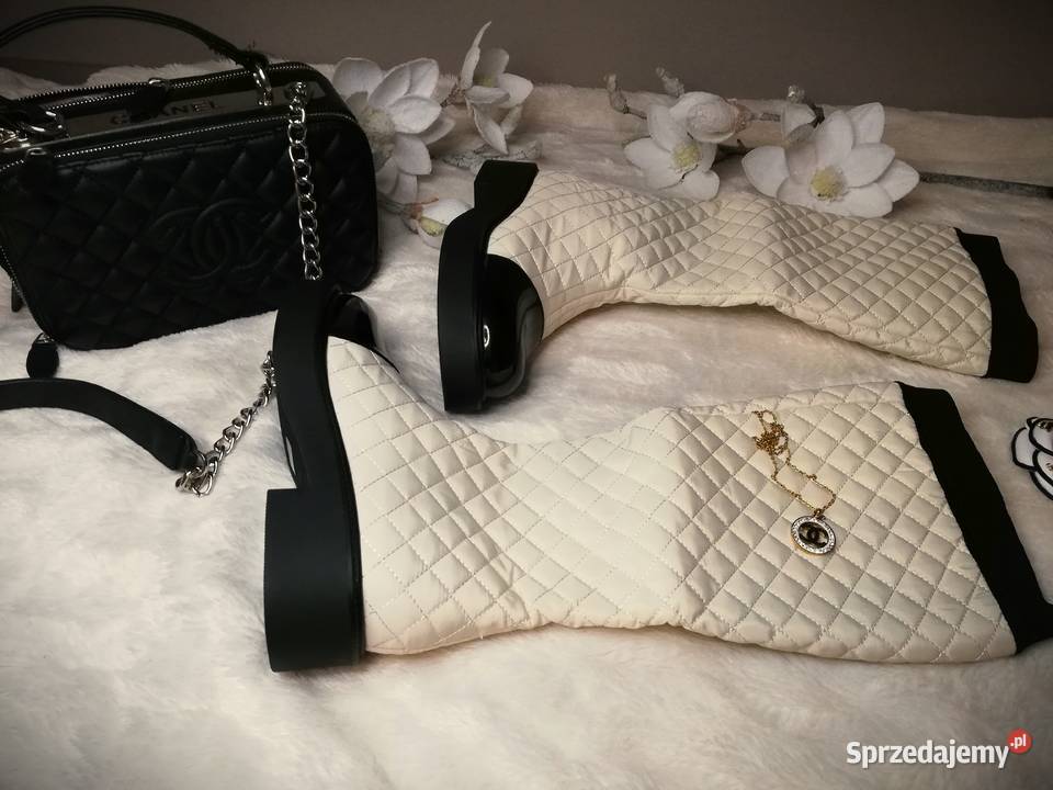 kozaki pikowane ecru w stylu Chanel Warszawa