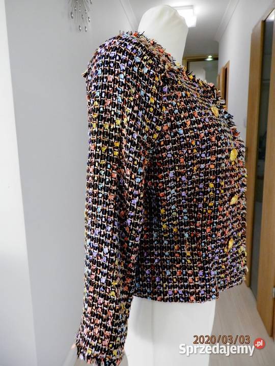 Marynarka w stylu Chanel Blezer Żakiet Wełna M czarny