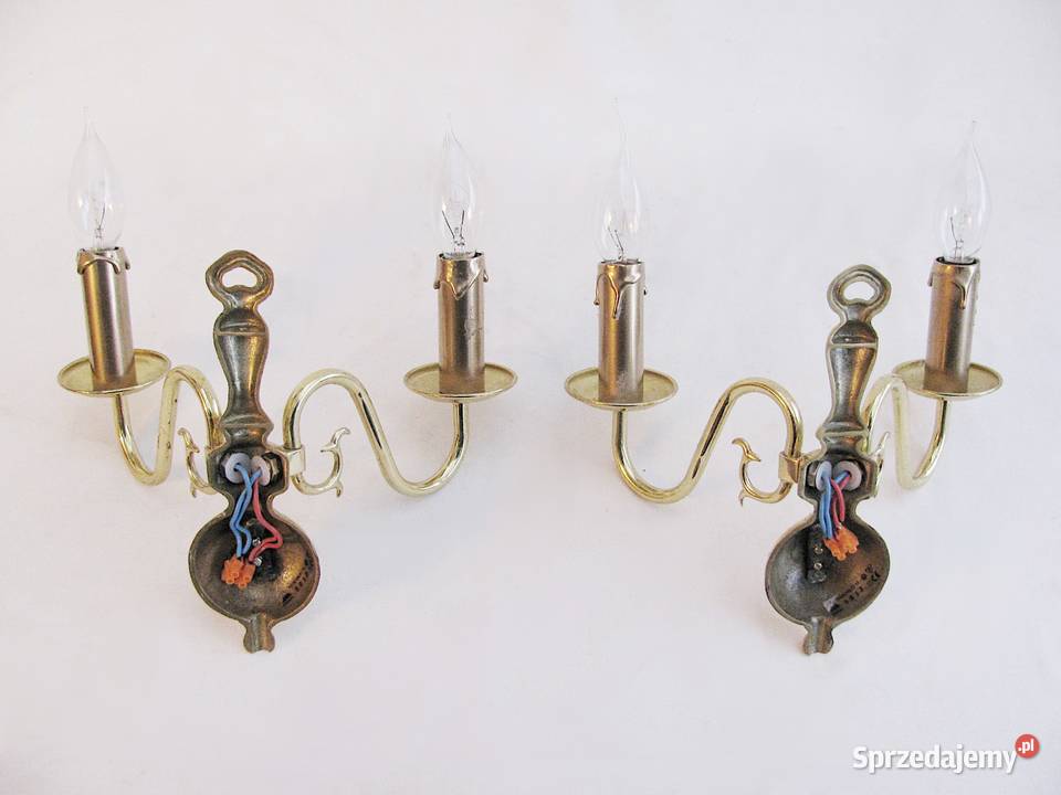 2 kinkiety podwójne mosiądz II Kinkiety Szczecinek