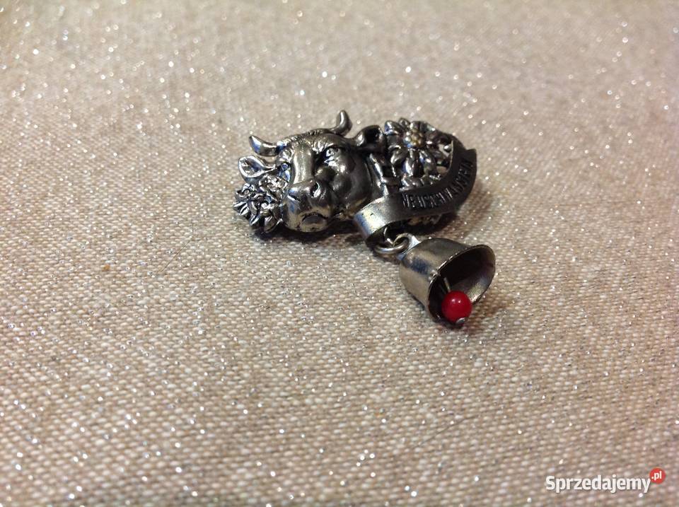 Przypinka Broszka Vintage Metalowa Krowa z Nowa Sól