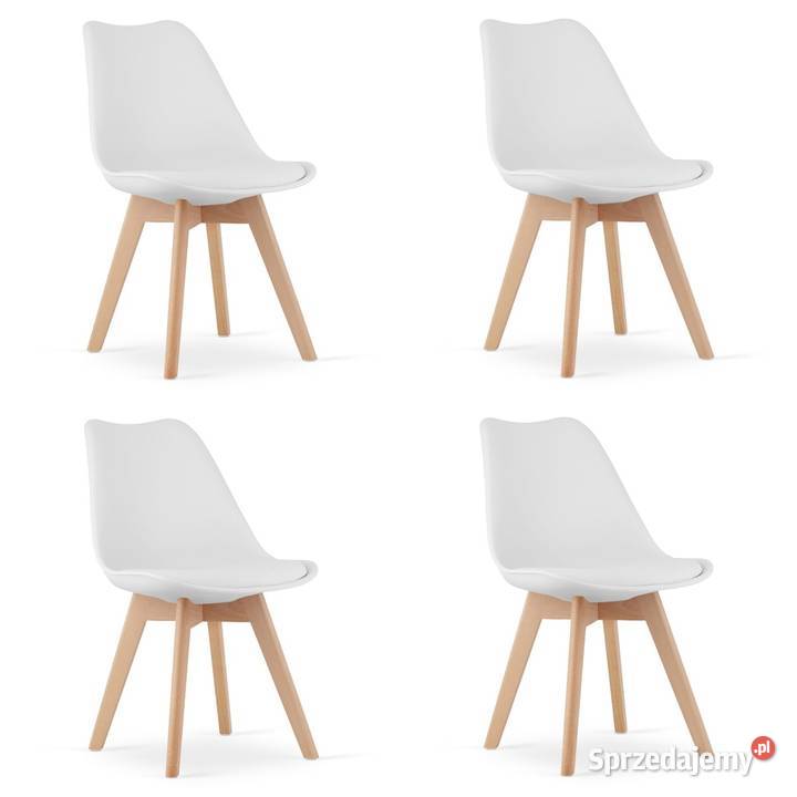 Zestaw komplet krzeseł MARK białe drewniane nogi Smogorzów