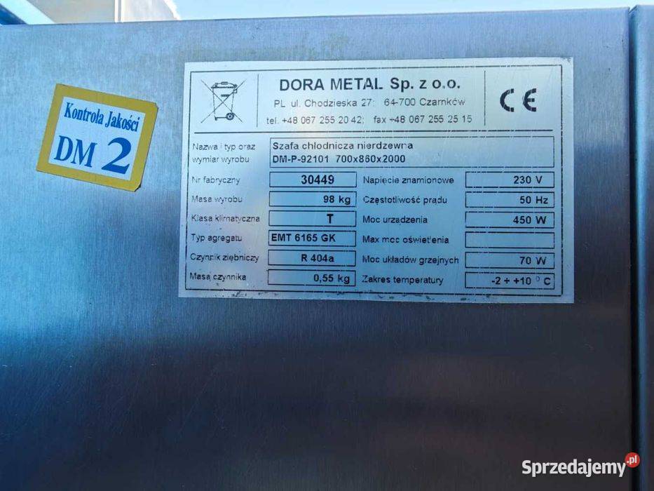 Szafa chłodnicza Dora Metal 700L INOX GN 21 Góra