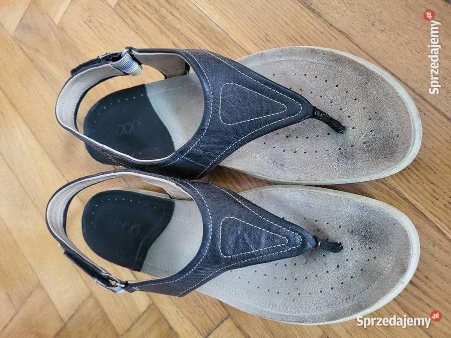 Ecco Klapki skórzane CZARNE 40 Stan widoczny na Sandały i klapki sprzedam