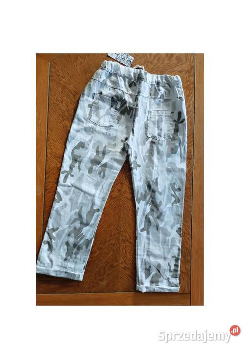 spodnie lniane bojówki moro chinosy joggery biały Kielce