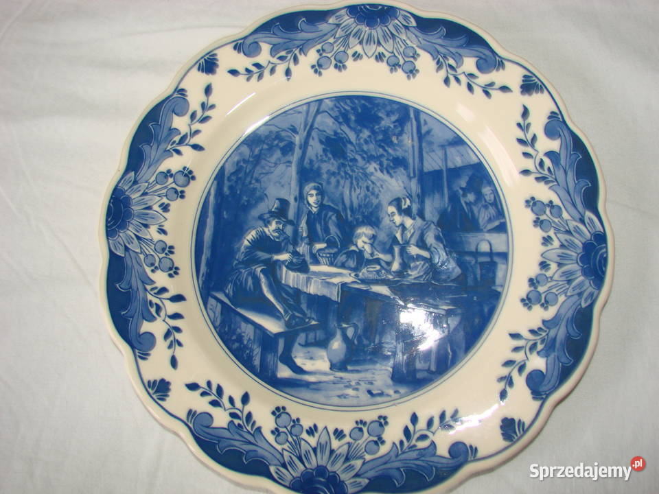 Regina Delfts stary porcelanowy talerz Pruszcz Gdański