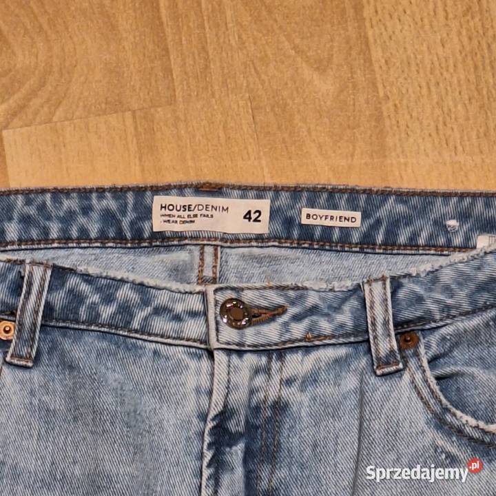 Jeansy boyfriend House 42 XL z dziurami niebieski świętokrzyskie